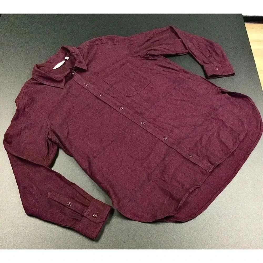 Athleta Womens Maroon striped Collared Relaxed Fit Long Sleeve Button Down Shirt